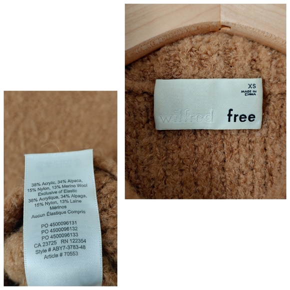 Aritiza Wilfred Marilyn Zip Up Sweater Alpaca Blend Size XS Copper Brown - Picture 16 of 16